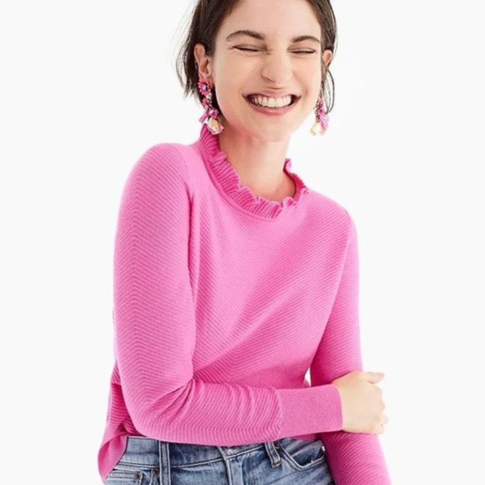 J Crew Ruffle Neck Sweater
